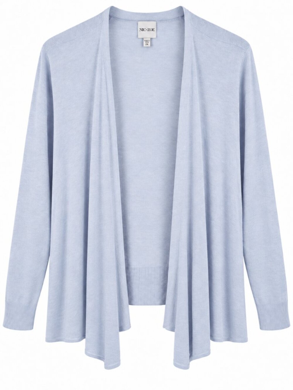 NIC+ZOE Blue Cardigan Waist Wrap Buttons 2X Lightweight Balletcore Cotton Blend